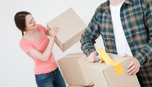 Van and moving items during a home removal service